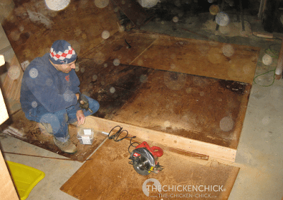 Floor being assembled. Floor being assembled.