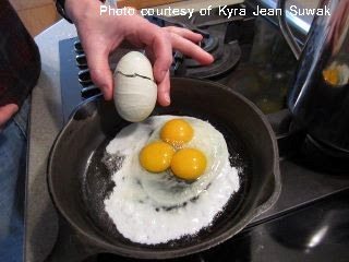 Triple yolker. Yikes. Triple yolker. Yikes.