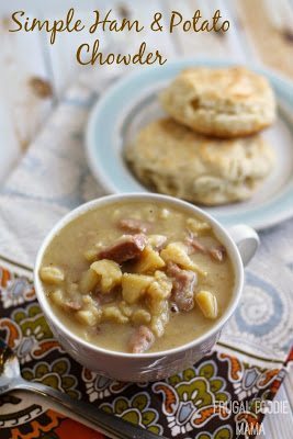 Ham & Potato Chowder, shared by Frugal Foodie Mama at The Chicken Chick's Clever Chicks Blog Hop Ham & Potato Chowder, shared by Frugal Foodie Mama at The Chicken Chick's Clever Chicks Blog Hop